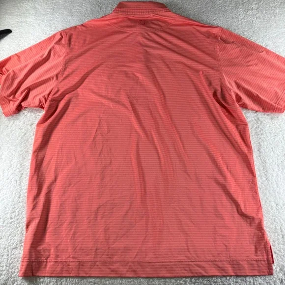 Footjoy Athletic Golf Polo Shirt Stretch Peach Orange Striped Men's XL Logo - Picture 6 of 7